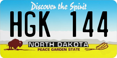 ND license plate HGK144