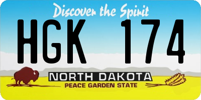 ND license plate HGK174