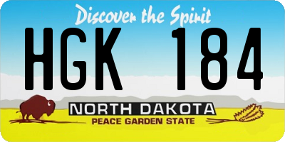 ND license plate HGK184