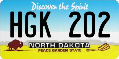 ND license plate HGK202