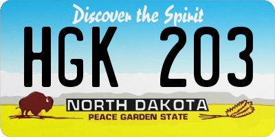 ND license plate HGK203