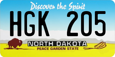 ND license plate HGK205