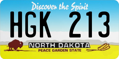 ND license plate HGK213