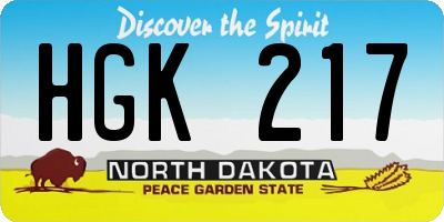 ND license plate HGK217