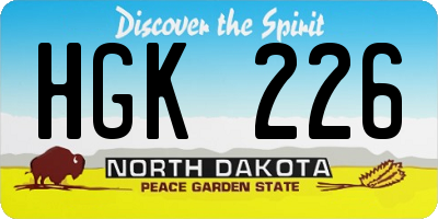 ND license plate HGK226