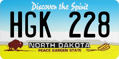 ND license plate HGK228