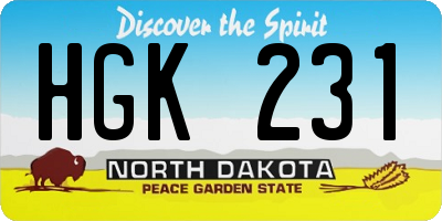 ND license plate HGK231