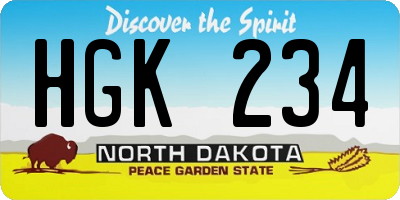ND license plate HGK234