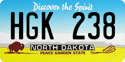 ND license plate HGK238