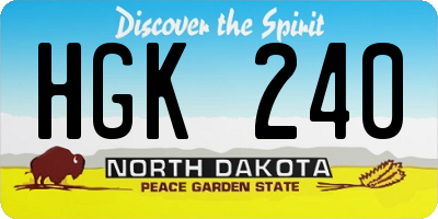 ND license plate HGK240