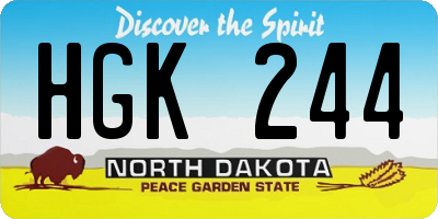 ND license plate HGK244