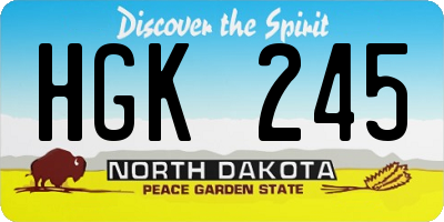ND license plate HGK245