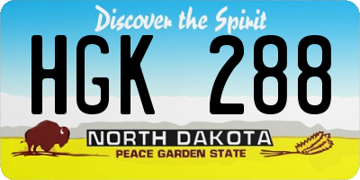 ND license plate HGK288