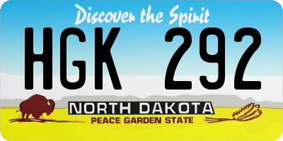 ND license plate HGK292