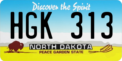 ND license plate HGK313