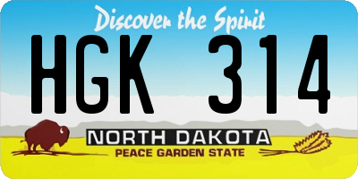 ND license plate HGK314