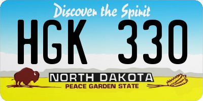 ND license plate HGK330