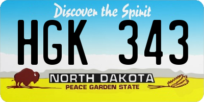 ND license plate HGK343