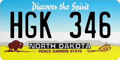 ND license plate HGK346