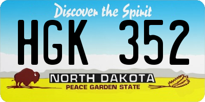 ND license plate HGK352