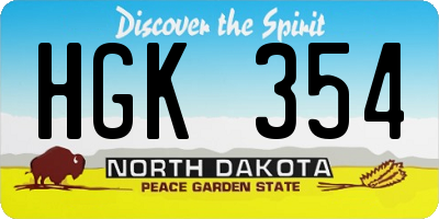 ND license plate HGK354