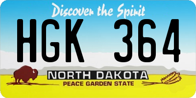 ND license plate HGK364