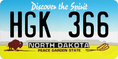 ND license plate HGK366