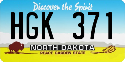 ND license plate HGK371