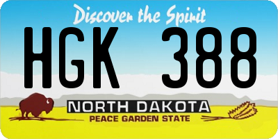 ND license plate HGK388