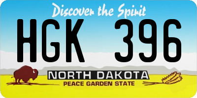 ND license plate HGK396