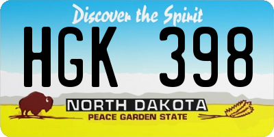 ND license plate HGK398