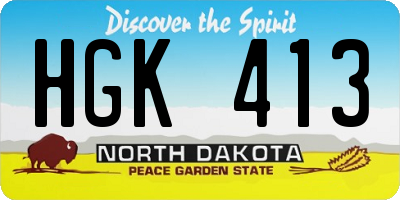 ND license plate HGK413