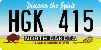 ND license plate HGK415