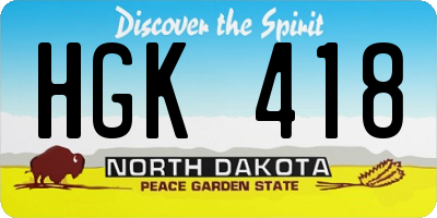 ND license plate HGK418