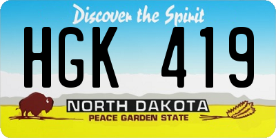 ND license plate HGK419