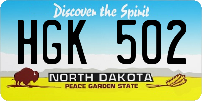 ND license plate HGK502