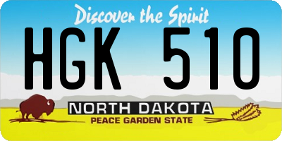 ND license plate HGK510