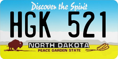 ND license plate HGK521