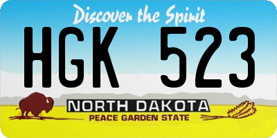 ND license plate HGK523