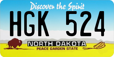 ND license plate HGK524