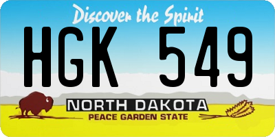 ND license plate HGK549