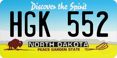 ND license plate HGK552