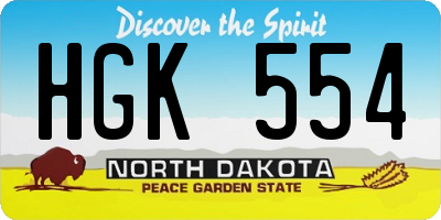 ND license plate HGK554