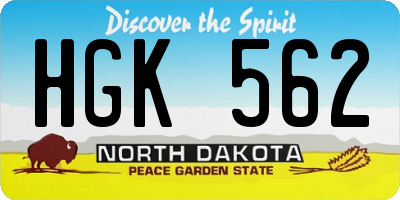 ND license plate HGK562