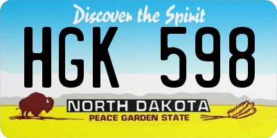 ND license plate HGK598