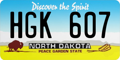 ND license plate HGK607