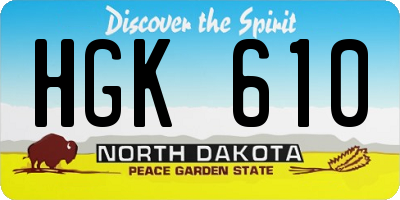 ND license plate HGK610