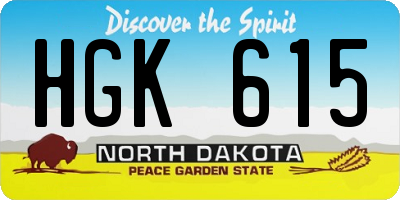 ND license plate HGK615