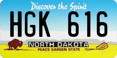 ND license plate HGK616