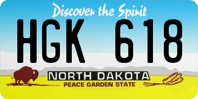 ND license plate HGK618